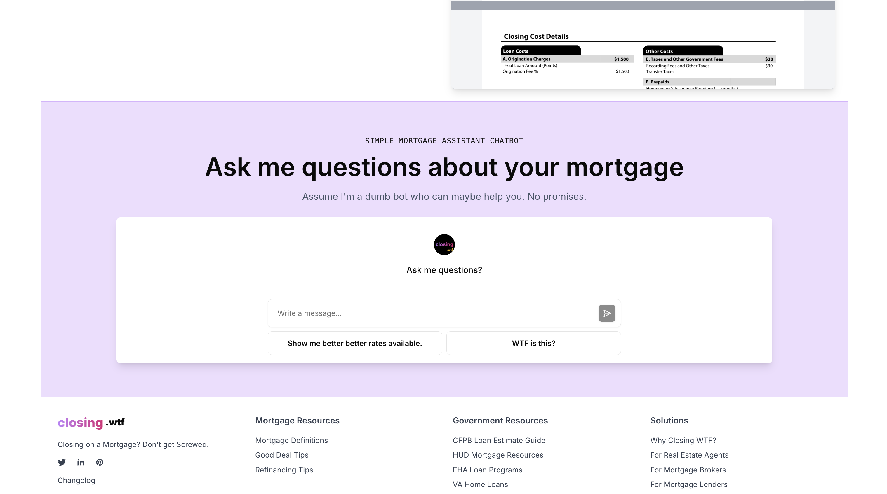 Mortgage Chat Assistant Interface